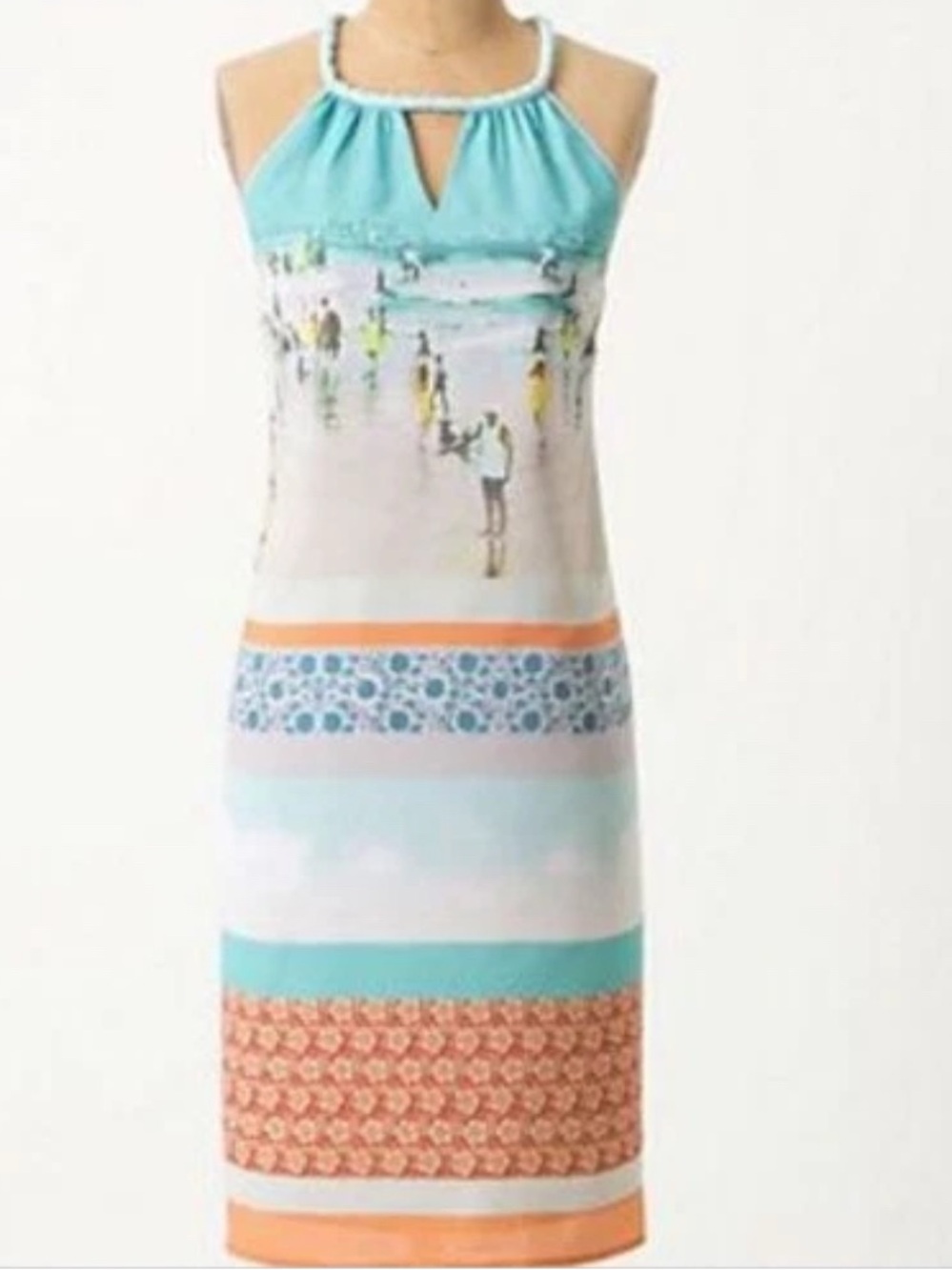 ANTHROPOLOGIE Dream Daily Rozae Nichols INKJET Beach Scene Dress XS